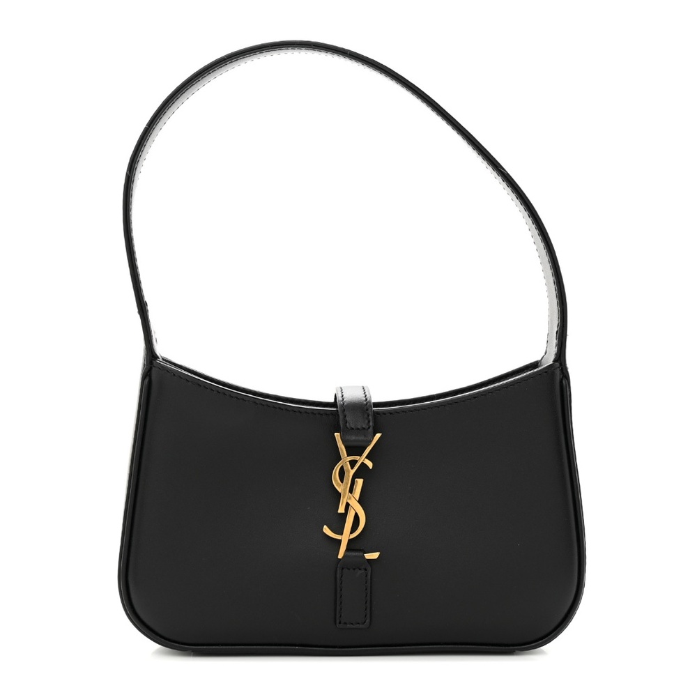 YSL Yves Saint Laurent Smooth Calfskin Le 5 A 7 Mini Hobo Shoulder Bag in black